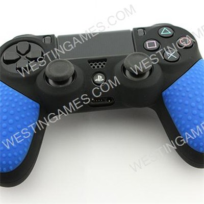 Black Silicone Protective Case With Particle Grip For Ps4 Dualshock 4 Controllers - Blue