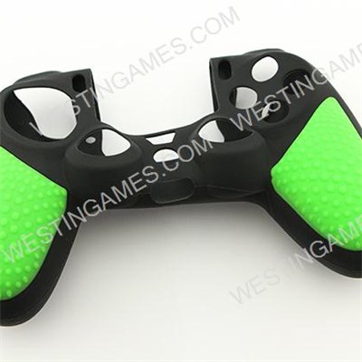 Black Silicone Protective Case With Particle Grip For PS4 Dualshock 4 Controllers - Green