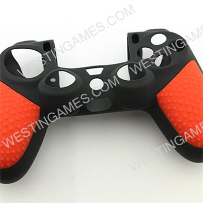 Black Silicone Protective Case With Particle Grip For PS4 Dualshock 4 Controllers - Red