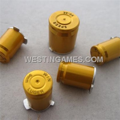 Xbox 360 Controller 9mm ABXY + Guide Bullet Shell Button Mod Kit - Gold
