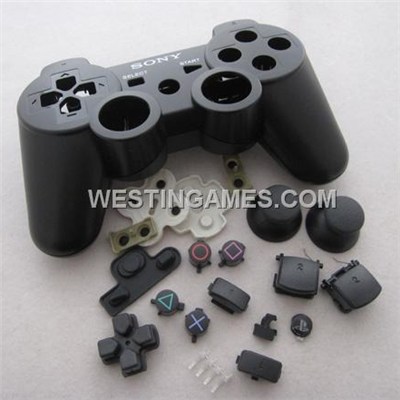 Replacement Wireless Controller Housing Shell Case With Rubber Pad For Sony PS3 - Black