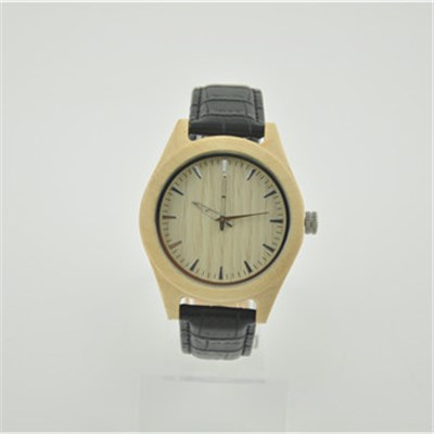 Classic Wood Leather Watch With Unisex Size