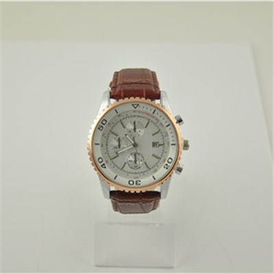 Classic PU Leather Watch With Gear Bezel