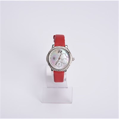 New Design Leather Band Stainless Steel Lady Watch