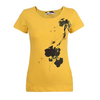 95% Cotton&5% Lycra O Neck Silk Screen Printing Women T-shirt