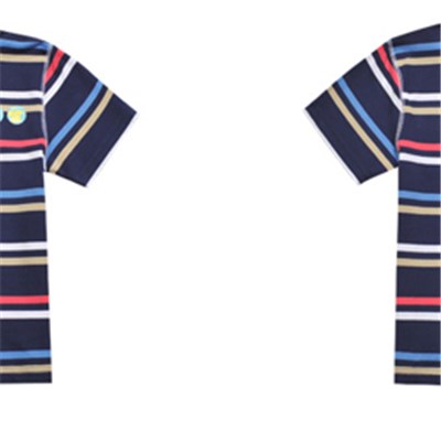 New 100% Cotton Kids Short Sleeve Stripe Embroidery Polo-shirt