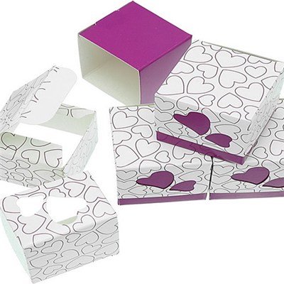 Gift Candy Box Dark Purple Wedding Party Heart Favor Laser Cut Paper