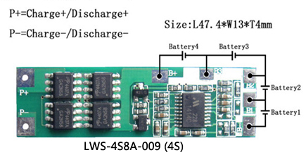   PCM/BMS 4S for 14.8V li-ion\li-polymer\LiFePo4 battery Pack
