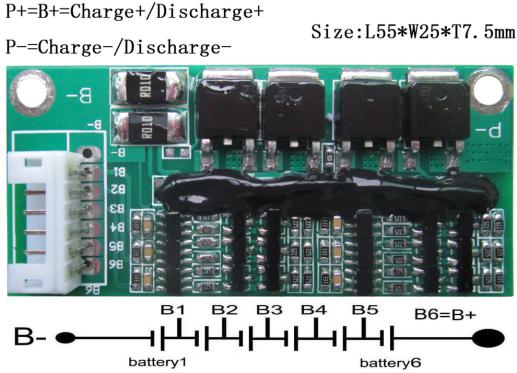  22.2V Battery BMS/PCM for 6S LiFePO4 Battery Packs lipo battery pcm