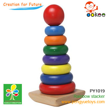 wooden rainbow stacker toy