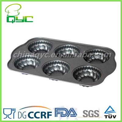Non-Stick Carbon Steel 6 Hole Flower Shape Muffin Baking Tin