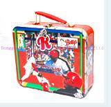 3D embossment lunch box with PVC window plastic handle and lock for kids