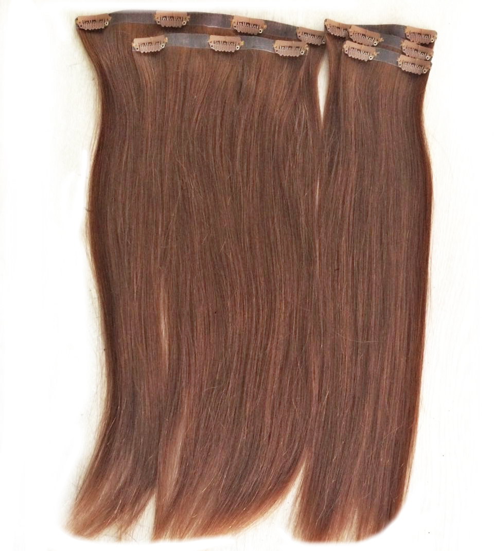 China Double Drawn Seamless Clip in Remy hair extensions Supplier 