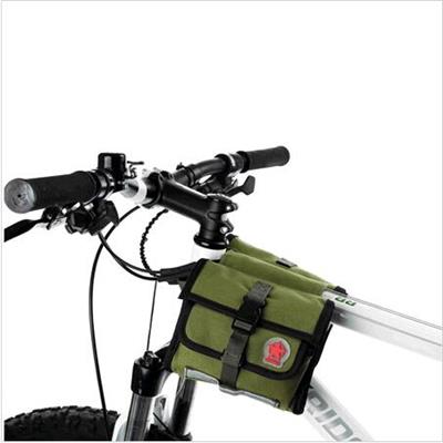 Bicycle Accessories Waterproof Army Green Front Frame Tube Double Pouch Pannier