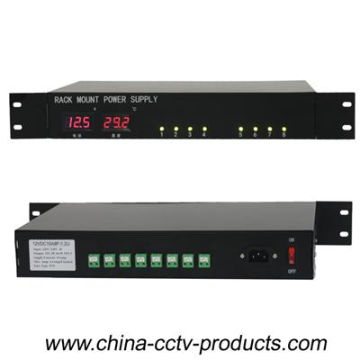 1.2U Temp And Voltage With Led Display Security Rack Mount Power Supply DC 12V 10A (12VDC10A8P-1.2U)