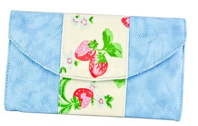 Womens Girls strawberry pattern/PU, Simplicity Slim Envelope Wallet Phone Cash Bag Clutch Handbag 