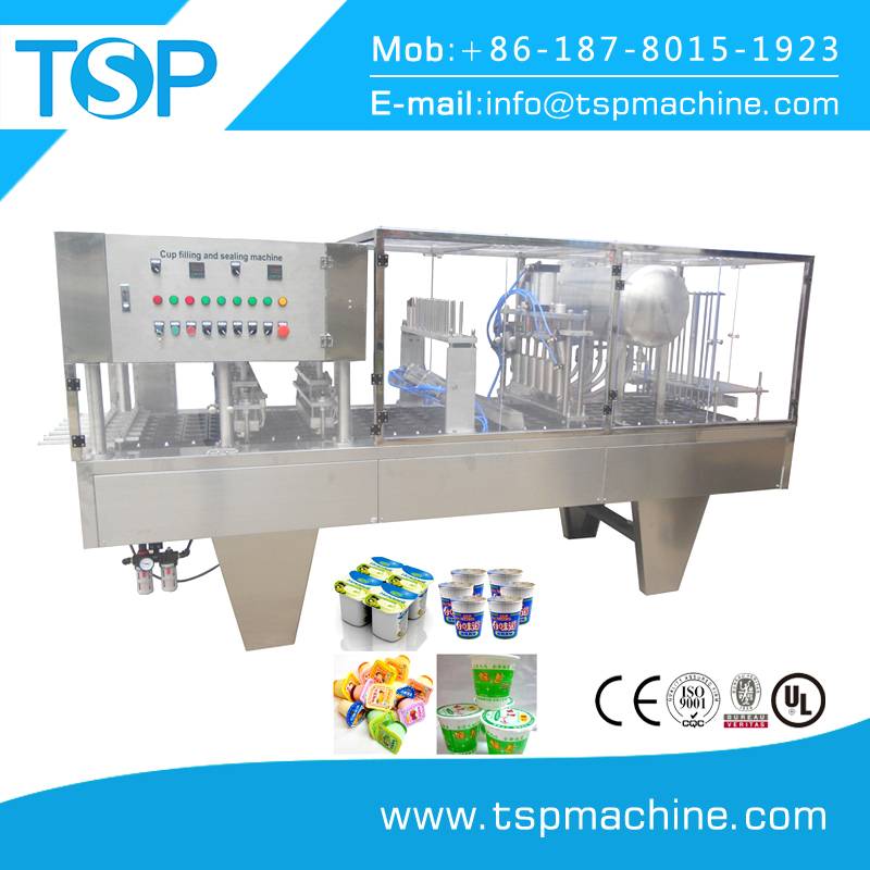 Automatic plastic water 200ml cup filling machine w/ roll film sealing unit