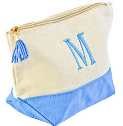 Jute/Canvas Large Cosmetic Toiletry Bag/Travel Pouch 