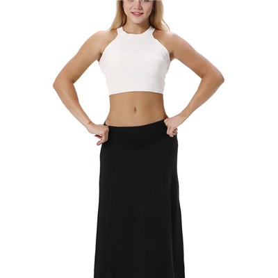 High Waist Wide Band Floral Length Maxi Skirt In Black