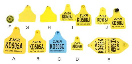 Red Yellow Blue Orange Ear Tag With Laser Printing E:18×53mm.F:75×9mm