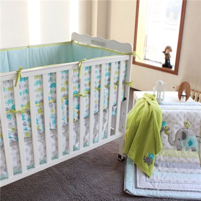 Gender Neutral Baby Bedding 4 Pcs 3D Elephant Garden Design Unisex Crib Set