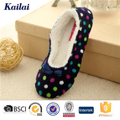 Printed Coral Fleece Bowknot Dance Shoes
