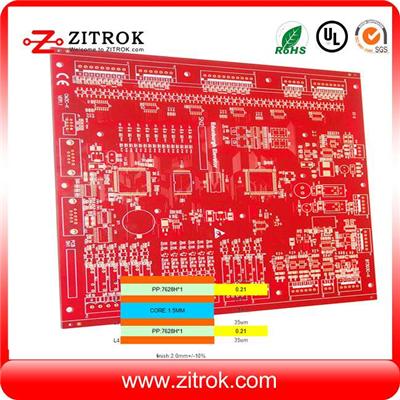 OSP 4Layer Red Soldermask 2.0mm Board Thickness PCB