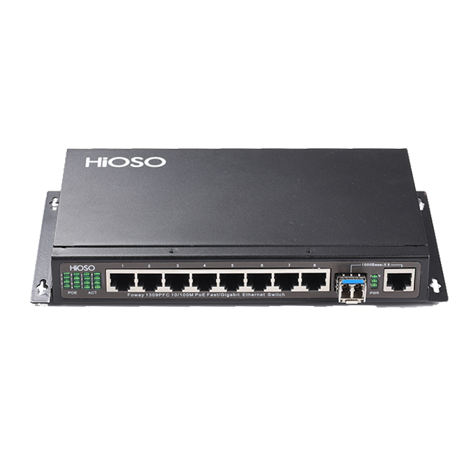 PoE switch with 8 100M POE + 1 100M/1000M Combo (SFP/TP) uplink