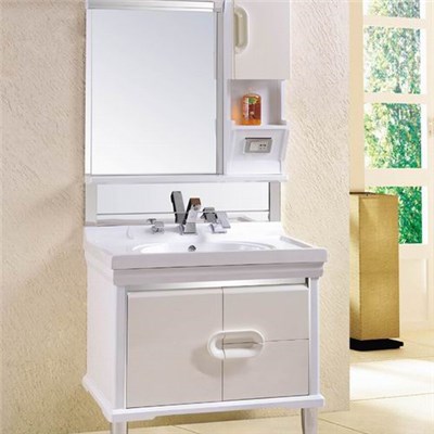 Solid Wood Bathroom Ceramic Basin Washbasin MDF Paint Floor Bathroom Cabinet