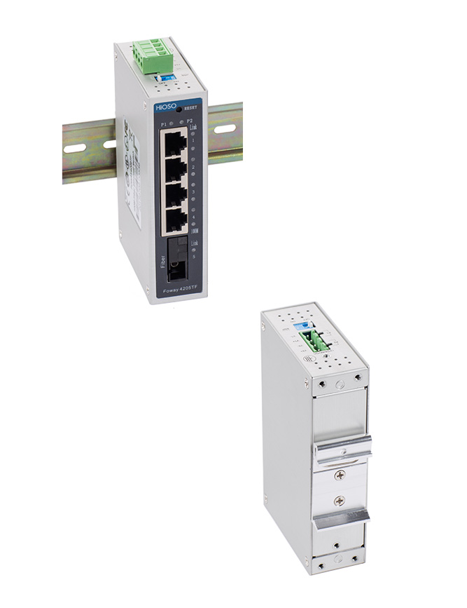 4 10/100M RJ45 ports + 1 100M FX IN rail Ethernet switch