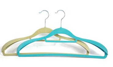 green Wholesale high quality custom creative plastic drying cheap velvet coat hangers with four lines