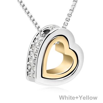 Fashion High Quality Gold Plated Double Heart Pendat Necklace Forever Love For Women
