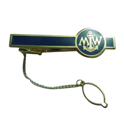 Gold MW Hard Enamel Tie Clips/engraved Men’s Tie Bar With Chain