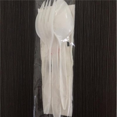 Disposable Plastic Cutlery Kit With Napkin For Restaurant