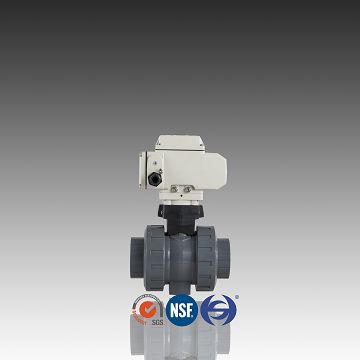 PVC Electric Ture Union Ball Valve DIN ASTM Standard 1.6Mpa For Chemical Industry