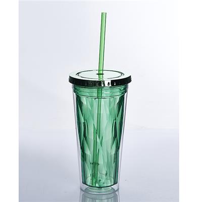 20OZ AS Material Double Wall Tumbler With Straw Ice Feeling Clear Tumbler Cup