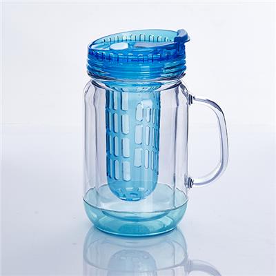TT-2014024 20OZ Double Wall Mason Jar AS Material Clear With Fruit Infuser Inside Hot Sale