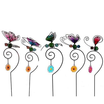 Color Glass/metal Elegant Butterfly Design Garden Stake