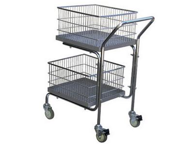 Steel construction Double Tray & Double Basket Mail Cart