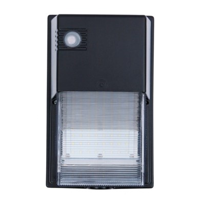 Outdoor Hotel Lighting Mini Black Housint Clear Lens LED Security Wall Pack Light With Photo Sensor Control 15W/25W, 3000-5000K