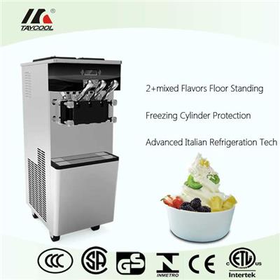 Floor Standing Soft Ice Cream Machine With Twin Twist Flavors