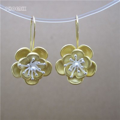 Flowers Silver Dangling Earrings SSE054