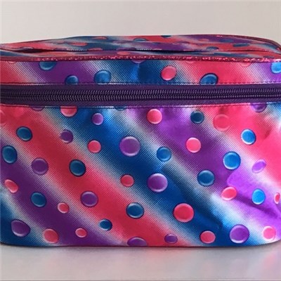 Cosmetic Bag Double Layer Dot Pattern Travel Toiletry Bag Organizer