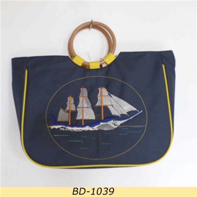 Embossed Sailing Boat 600D Polyester Beach Tote Bag