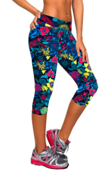 Printed Flower Fitness Capri Leggings