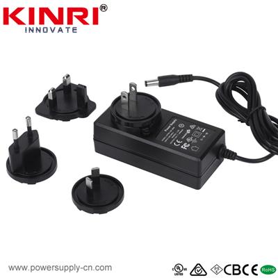 48W Wall Interchangeable Power Supply With 12VDC 4A Output Efficiency Level VI