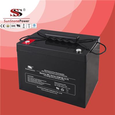 12V 75AH ML AGM Maintenance Free Rechargeable Lead Acid Deep Cycle UPS Battery