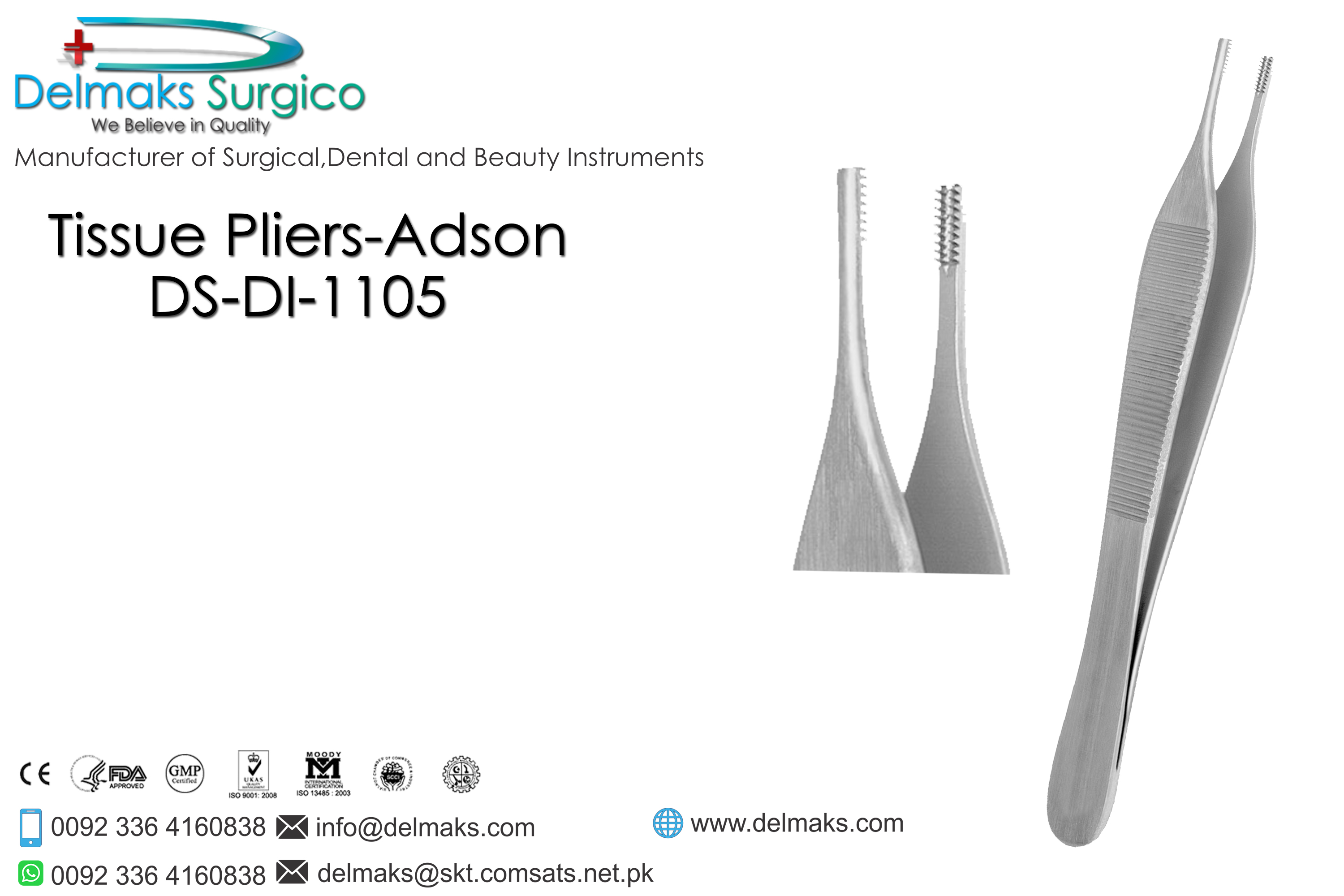 Tissue-Pliers-Adson-Oral And Maxillofacial Surgery Instruments-Dental Instruments-Delmaks Surgico