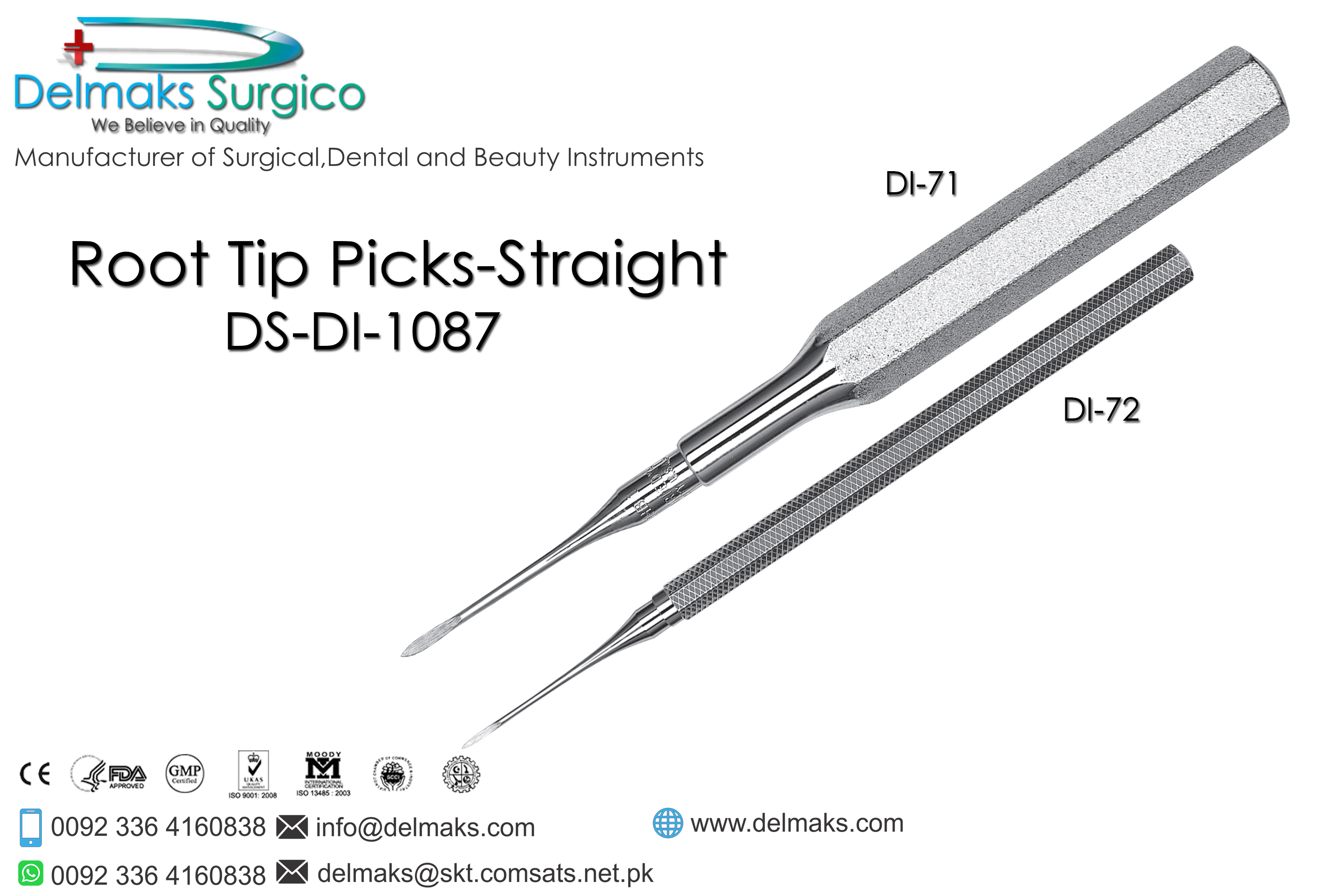 Root Tip Picks Straight-Oral And Maxillofacial Surgery Instruments-Dental Instruments-Delmaks Surgico