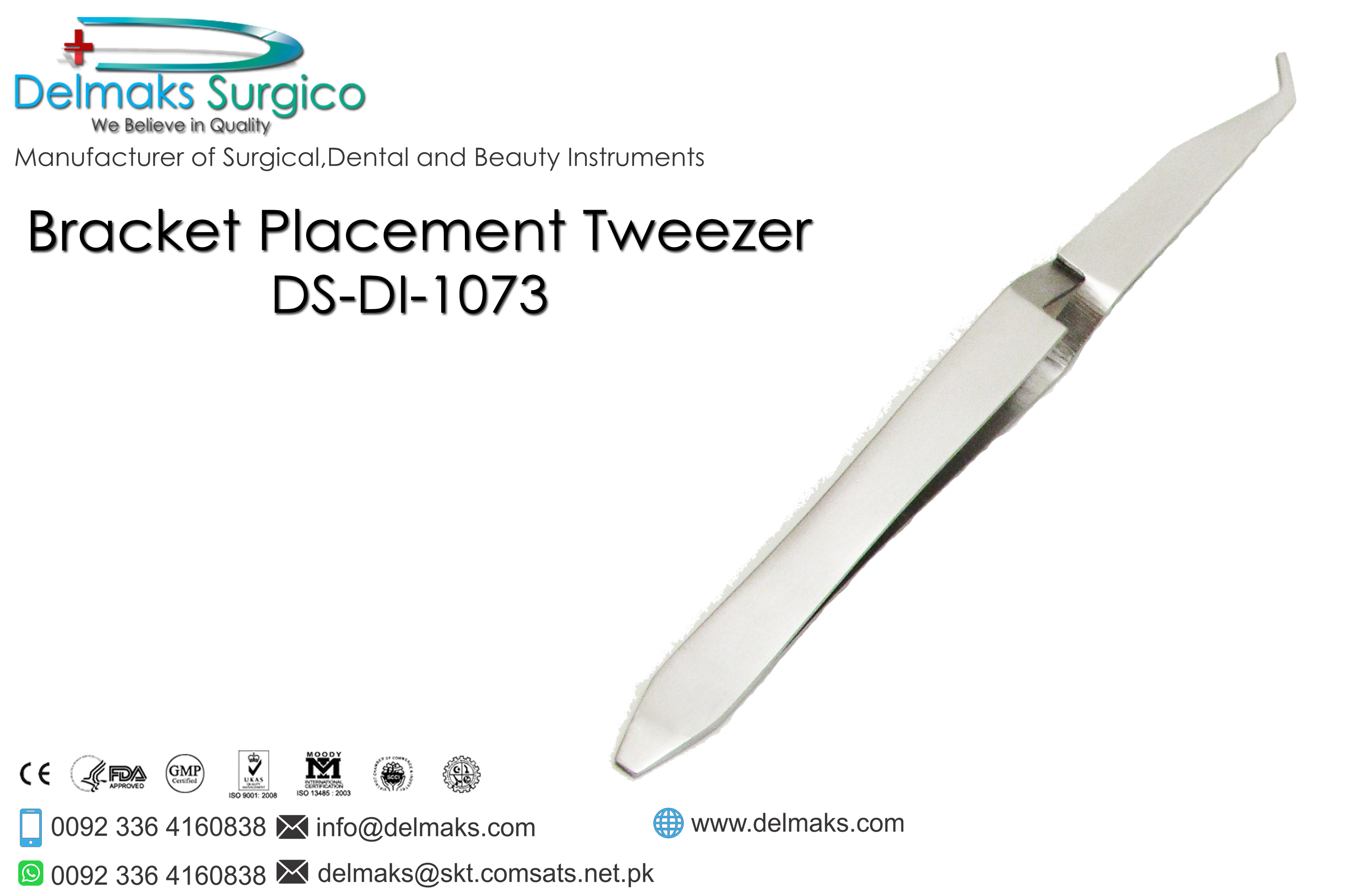 Bracket Placement Tweezer-Bracket Tweezers-Orthodontics-Dental Instruments-Delmaks Surgico